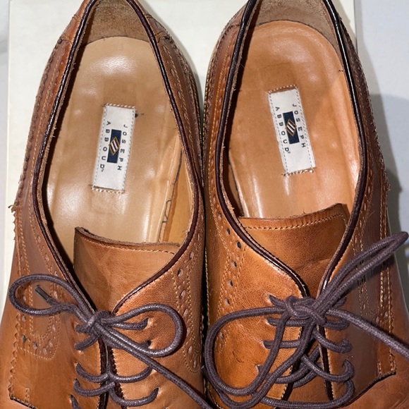 Joseph Abboud White Label Bixby Cognac Brown Classic Wingtip Cap Toe Oxfords 11 - Picture 9 of 10